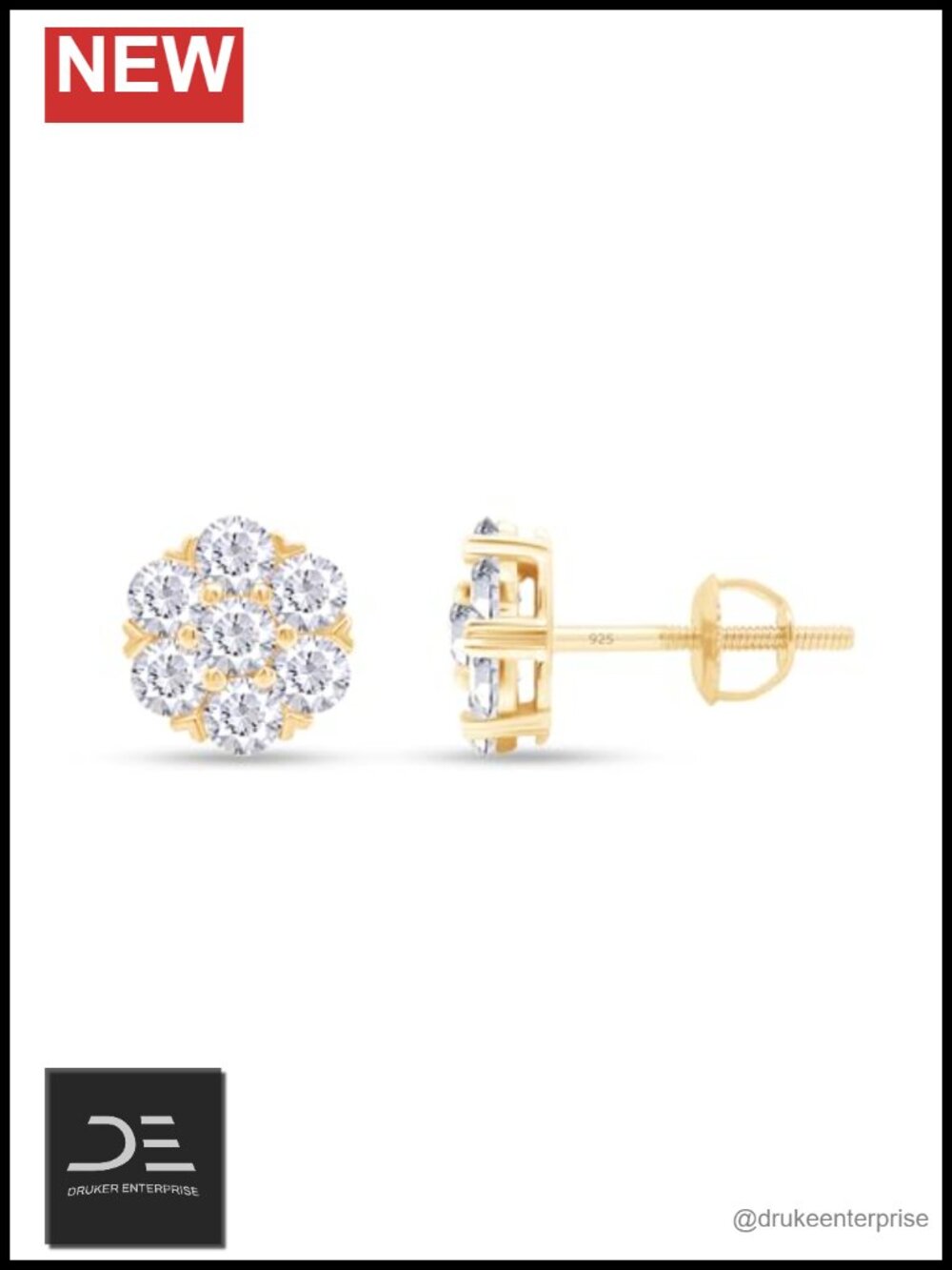 925 Sterling Silver Moissanite Flower Cluster Stud Earrings